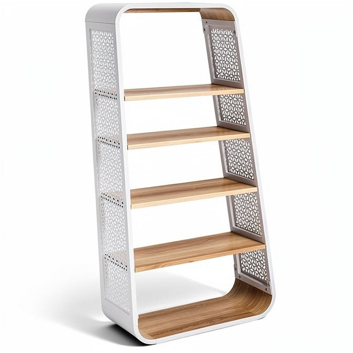 **Modern Open-Concept Wooden and Metal Bookshelf for Stylish Storage**