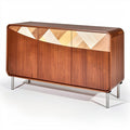 **Modern Wooden Sideboard with Geometric Design Elements**