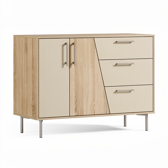 **Modern Wooden Sideboard with Three Drawers and Cabinet**