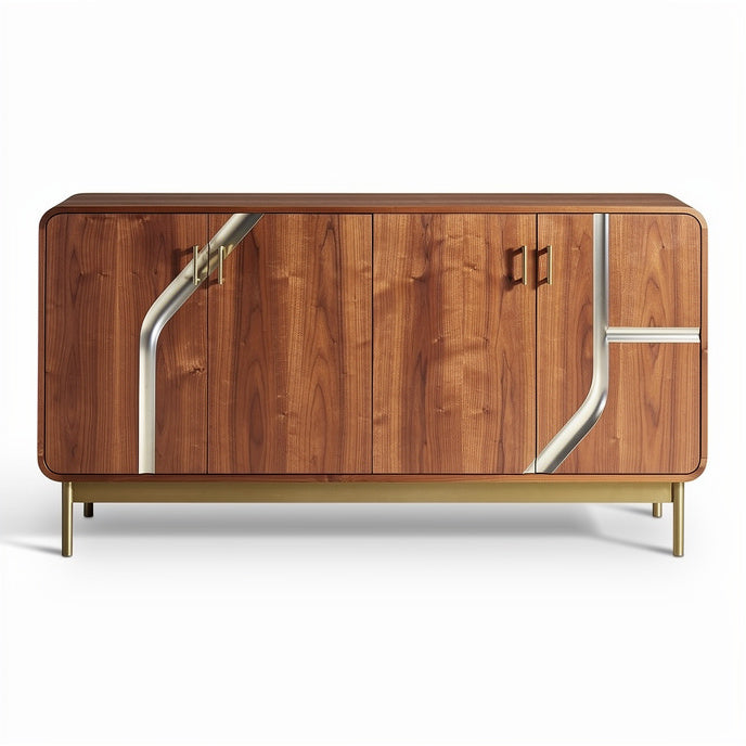 **Contemporary Wooden Sideboard with Metal Accents**