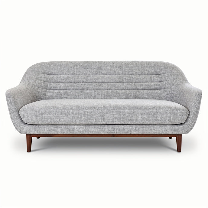 **Modern Minimalist Gray Sofa with Wooden Legs**