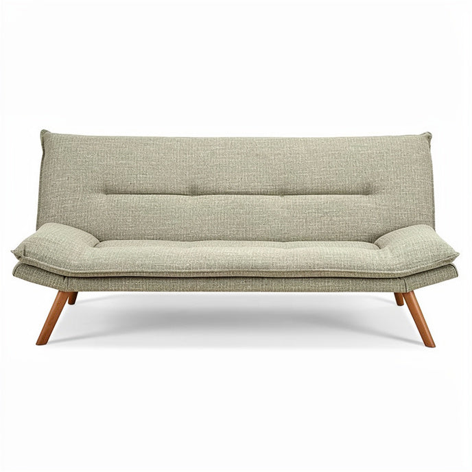 **Modern Convertible Sofa with Wooden Legs and Soft Upholstery**