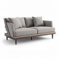 **Modern Grey Sofa with Accent Cushions**