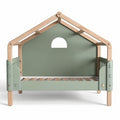 **Children's House-Shaped Toddler Bed with Wooden Frame and Star Accents**