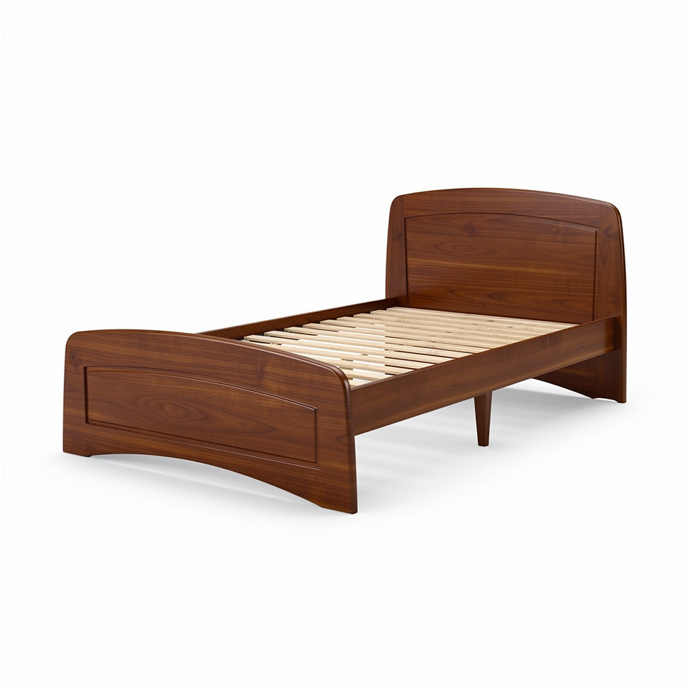 Minimalist Wooden Bed Frame with Slatted Base